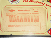 Image # 83601: Double Barrel Instruction and Score Card 
(Photographed at the 2013 Pinball Expo in Chicago.)