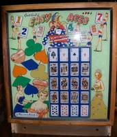 Image # 23683: Easy Aces Sample Backglass 
(This is an Early Production game with serial number '008325 S'. The 'S' denotes 'Sample'.)
