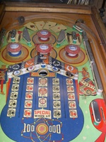 Image # 23684: Easy Aces Sample Playfield 
(This is an Early Production game with serial number '008325 S'. The 'S' denotes 'Sample'.)