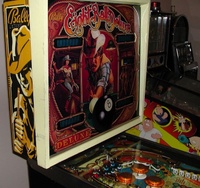Image # 58781: Eight Ball Deluxe Prototype Game - Backbox - Left 
(Serial number EED9201.)
