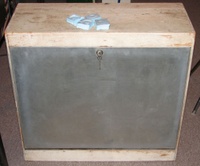 Image # 57548: 8 Ball Backbox Door 
(The metal door measures 27 11/16 inches wide and 21 3/16 inches high. Backbox is tagged with serial number 38418.)