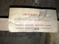Image # 55112: El Paso Operator Instructions 
(This tag is located inside the lower cabinet. Serial number 12325.)