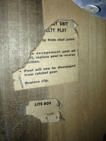 Image # 55117: El Paso Game Mode Instructions 
(This tag advises the operator how to disable the replay unit to set the game for Novelty Play. Serial number 12325.)