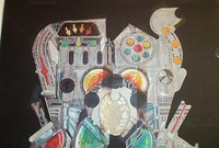 Image # 71162: Embryon Original Playfield Concept Artwork - Detail 
(Artist is Tony Ramunni.Colored pencils on paper, affixed to black tagboard.Approximate dimensions 12  inches by 18 1/2 inches. Tagboard is 17 inches by 24 inches.)