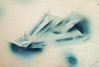 Image # 71166: Embryon Original Playfield Concept Artwork - Reverse - Detail 
(Artist is Tony Ramunni.Unidentified media on tagboard.Dimensions 17 inches by 24 inches.)