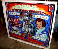 Image # 24840: Evel Knievel Backglass 
(Serial number 1150.)
