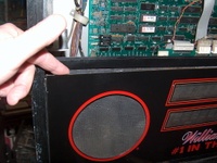 Image # 54048: F-14 Tomcat Early Production - Speaker Panel 
(This display panel is glued to the backbox instead of held by the support that is holding up the backglass above it. Serial number 554 95836.)