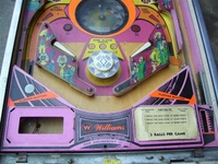 Image # 38010: Fan-Tas-Tic Lower Playfield 
(The pop bumpers cap shown here is not original to this game.)