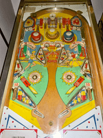 Image # 80267: Fire Cracker Playfield 
(The post between the flippers was added after-factory.)