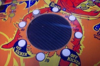 Image # 28301: Fireball Early Production Playfield - Black Spinner 
(Serial number 1014.)