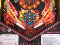 Image # 40270: Fireball II Illuminated Lower Playfield 
(The factory mylar has been removed from this playfield. The black rings around the bonus inserts were repainted.)