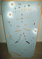 Image # 70300: Firepower 1982 Playfield - Reverse 
(This playfield has starburst inserts, not the plain ones as found in first-production playfields.)