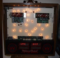 Image # 3182: Fire! (Champagne Edition) Behind Backglass 
(The speaker panel on the game shown here is actually one from Williams' 1987 F-14 Tomcat machine.)