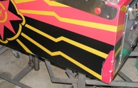 Image # 34742: Flash Gordon Engineering Prototype Cabinet - Left 
(There is no serial number stamped in the wood.)