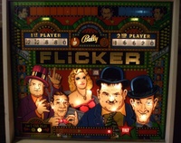 Image # 53868: Flicker Illuminated Backglass 
(Both players have earned over 100,000 points. One of the two lamps is not working to light 'Same Player Shoots Again'.)