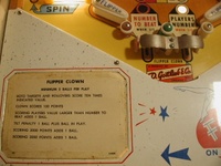 Image # 31096: Flipper Clown Sample Game - Instruction Card 
(Serial number '01004 S' is stamped on outside of cabinet above the coin door.)