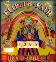 Image # 59443: Flipper Fair Sample Game - Illuminated Plexiglas Backglass 
(Serial number 55042 S.)