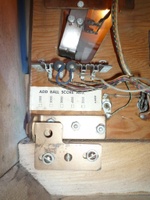 Image # 59460: Flipper Fair Sample Game - Add Ball Score Adjustment 
(In production games, the white label appears above the jacks because lamp sockets are wired below the jacks. Serial number 55042 S.)