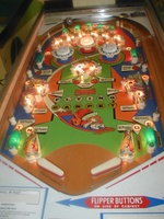 Image # 16129: Flying Carpet Illuminated Playfield 
(The instruction card shown here is the wrong one for this game. It belongs to Gottlieb's 1968 'Royal Guard'.)