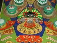 Image # 23501: 4 Star Middle Playfield 
(The top two pop bumper caps are not original to this game.)