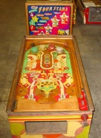 Image # 45409: Four Stars Cabinet - Front View 
(The playfield has been stripped of nearly all of its components.)