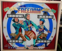 Image # 17157: Freedom Early Production Backglass 
(This image is from the game with serial number 1100.)