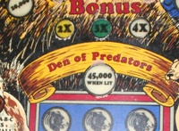 Image # 32532: Frontier Early Production Playfield - Detail 
(The white 45,000 insert is orange in production games. Serial number 1315.)
