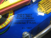 Image # 43846: Funhouse Diamond Plate Label 
(Playfield part number 31-1607. Playfield located in Italy.)