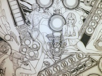 Image # 70362: Future Spa Black Line Drawing - Detail 
(Artist is Dave Christensen.Ink/felt pen on sepia Mylar.Dimensions 28 by 44 inches.)