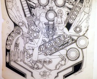 Image # 70363: Future Spa Black Line Drawing - Detail 
(Artist is Dave Christensen.Ink/felt pen on sepia Mylar.Dimensions 28 by 44 inches.)