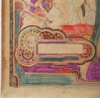 Image # 71256: Future Spa Original Backglass Artwork - Unframed - Detail 
(Artist is David Christensen.Colored pencil on drafting paper.Full dimensions are 28 inches wide by 26 inches high.)