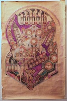 Image # 71258: Future Spa Original Playfield Artwork - Unframed 
(Artist is David Christensen.Colored pencil on drafting paper.Dimensions 28 inches wide by 43 inches high.)