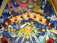 Image # 59716: Galaxy Ball-walking Magnet 
(The ball is moved left to right in an arc determined by a magnet under the playfield. The ball is shown here arriving at its destination. Serial number 0223.)