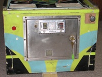 Image # 53305: Gay 90's Cabinet - Front 
(The number 45002 below the coin door likely was added by an operator. The manufacturer's serial number is to the lower right of it and has been obliterated.)