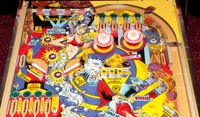 Image # 52469: Genie Upper Playfield 
(The upper left set of flippers are not original and are longer than what the manufacturer had installed.)