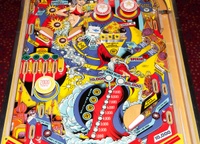 Image # 52470: Genie Middle Playfield 
(The upper left set of flippers are not original and are longer than what the manufacturer had installed.)